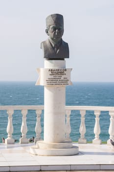 Anapa, Russia - March 10, 2016: monument in honor of the honored doctor of Russia Vladimir N. Avanesov, set on the high bank of the resort town of Anapa