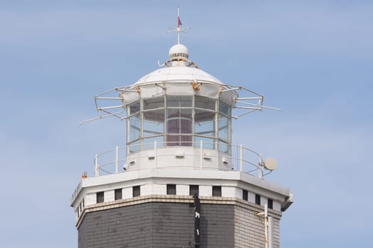 Anapa, Russia - March 9, 2016: A view of the top part of Anapa lighthouse, set on the shore of the cape in the center of Anapa