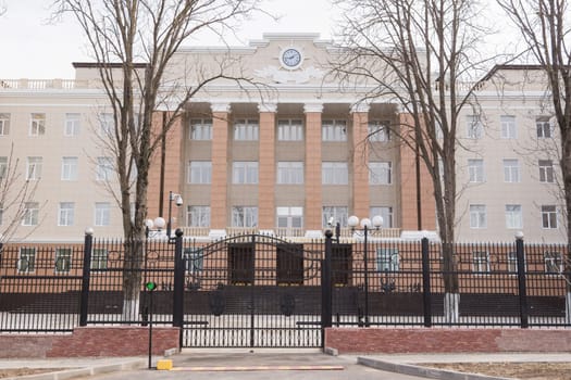 Anapa, Russia - March 9, 2016: The facade of the Institute of the Coast Guard of the Russian Federal Security Service in the city of Anapa resort