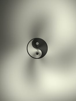 Steel background with the Yin and Yang sign, 3d rendering