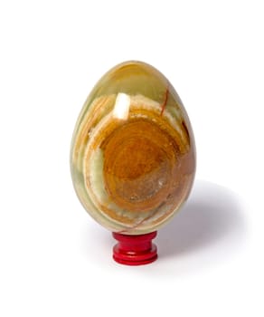 Onyx stone egg isolated on white background