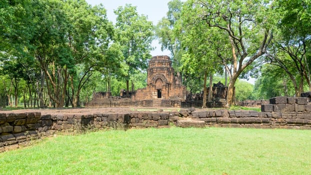 Prasat Mueang Sing Historical Park, Remains buildings of the ancient Khmer style temple attraction famous cultural in Sai Yok District, Kanchanaburi Province, Thailand, 16:9 widescreen