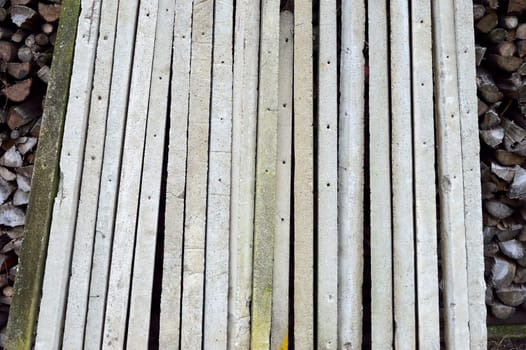 Concrete pillars stored for vineyard