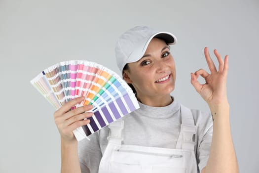 Decorator with a colour chart