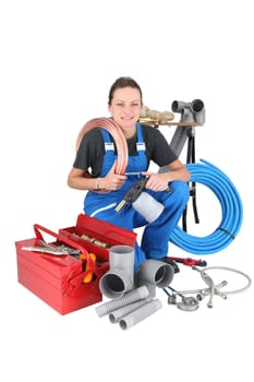 Successful woman plumber