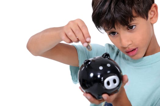 Boy and money box