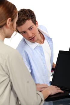 students using laptop