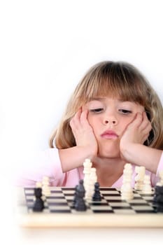 Girl playing chess