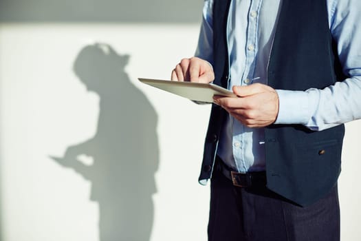 Male employee networking in isolation