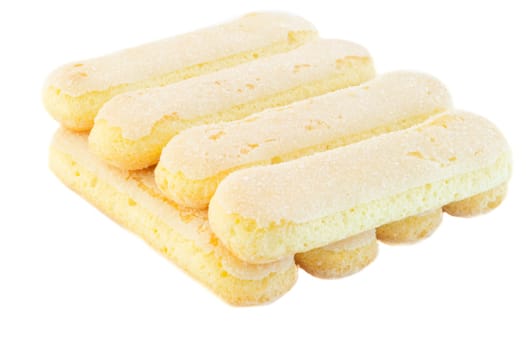 beautiful still life of ladyfingers cookies in white background