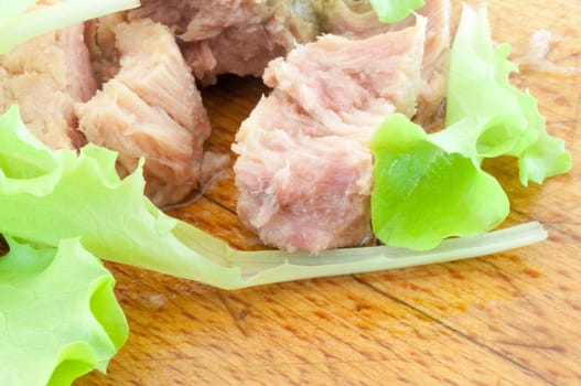 beautiful background of tunny and green salad