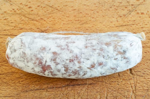 beautiful details of salami on a cutting board