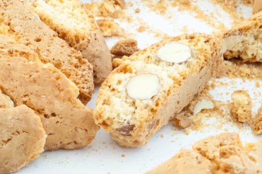 beautiful backgroun of typical italan cookies: cantucci biscuits of Prato
