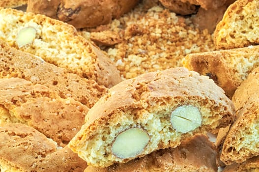 beautiful backgroun of typical italan cookies: cantucci biscuits of Prato