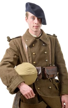 40s french soldier isolated on white background