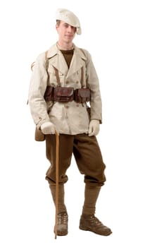french mountain infantry soldier during the war on white