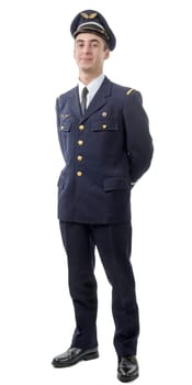 young military french pilot officer isolated on white background