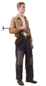young French Resistance, vintage clothes and weapons, reenactment