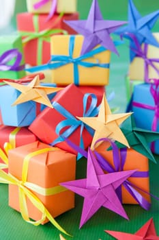 Small colorful gifts for Christmas on Gruen