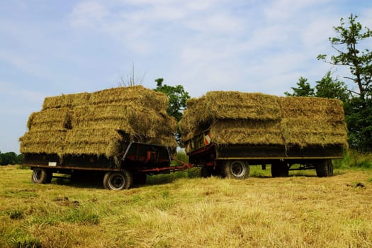 Straw bales on an anhenger