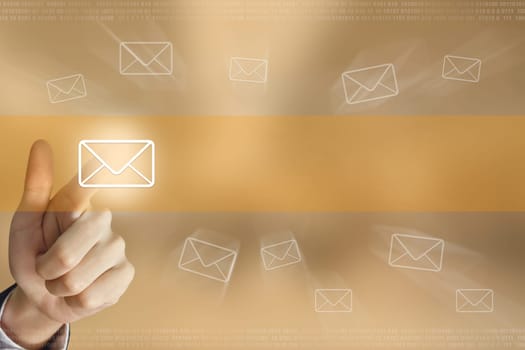 business hand pushing email button, business concept