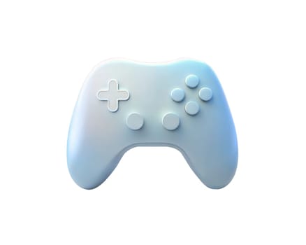 A sleek, holographic 3D icon of a game controller, featuring modern design elements, isolated on white background, perfect for gaming, tech, and entertainment-related content.