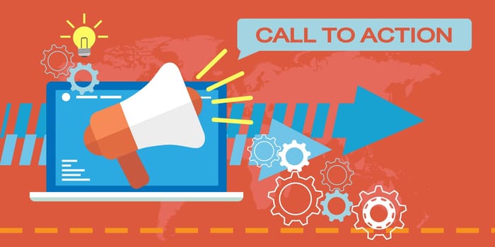 Flat design of web Marketing composition. Call to action concept