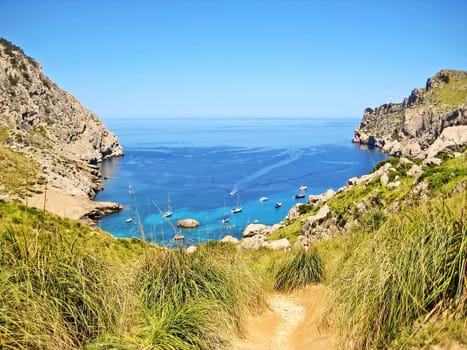 Bay Cala Figuera, Majorca, Spain - path to the beach