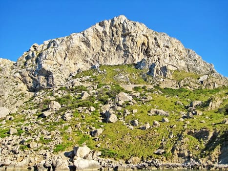 Rock mountain cliff and blue sky