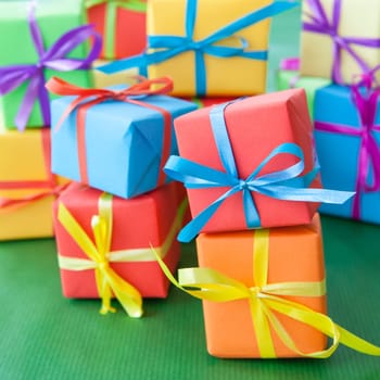 Small colorful gifts for Christmas on Gruen