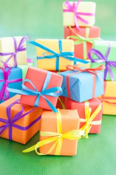Small colorful gifts for Christmas on Gruen