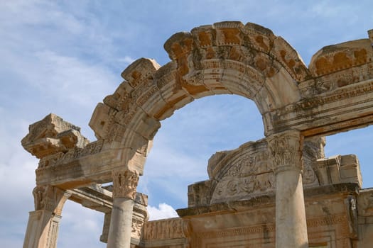 The Temple of Hadrian in Ancient City of Ephesus in Turkey. Ephesus Contains  Large Collection of Roman Ruins.