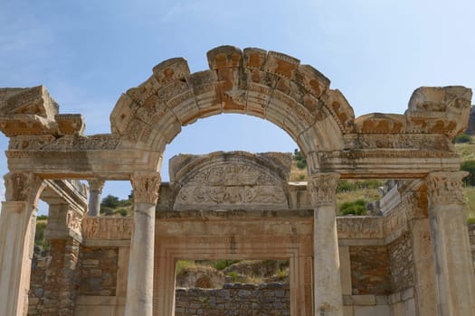 The Temple of Hadrian in Ancient City of Ephesus in Turkey. Ephesus Contains  Large Collection of Roman Ruins.