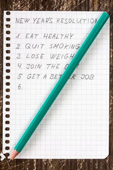 Square paper sheet with resolutions for new year