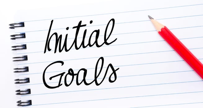 Initial Goals written on notebook page with red pencil on the right