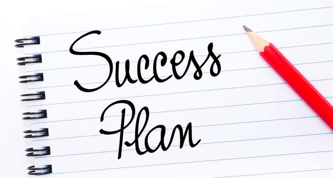 Success Plan written on notebook page with red pencil on the right
