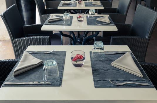 Tabletop restaurant setting in retro filtered effect image