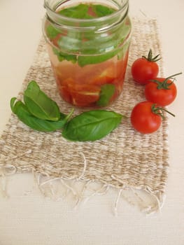 Detox water with tomato and basil