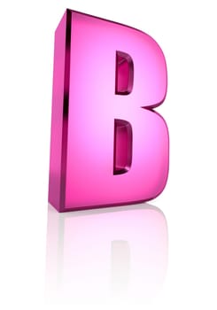 pink letter b isolated on white background. 3d rendering