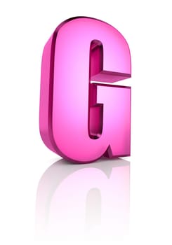 pink letter g isolated on white background. 3d rendering