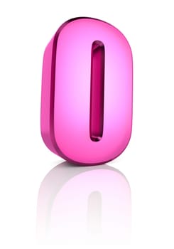 pink letter o isolated on white background. 3d rendering