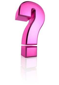 pink question symbol isolated on white background. 3d renderering