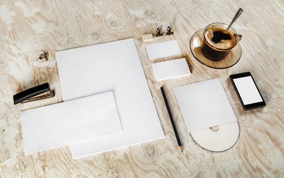 Blank stationery set. ID template. Mock-up for branding identity for designers. Responsive design template.