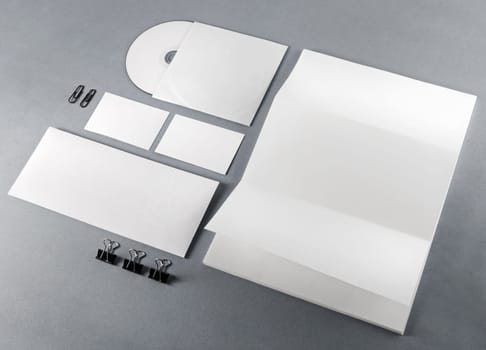 Blank corporate identity set on gray background. For design presentations and portfolios.