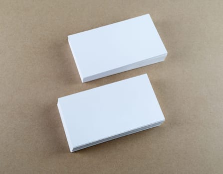 Blank business cards with soft shadows. Template for ID. Top view.