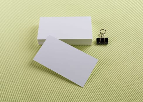 Stack of blank business cards. Mock-up for branding identity.