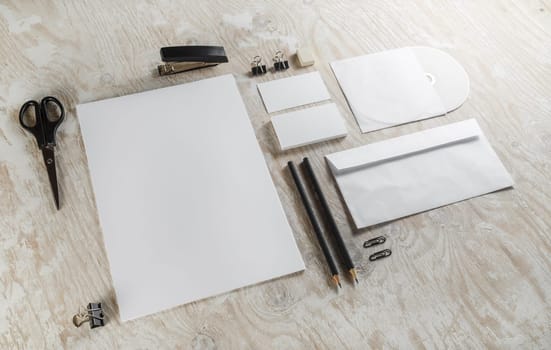 Photo. Blank identity template. Blank stationery. ID template. Mock-up for branding identity for designers.