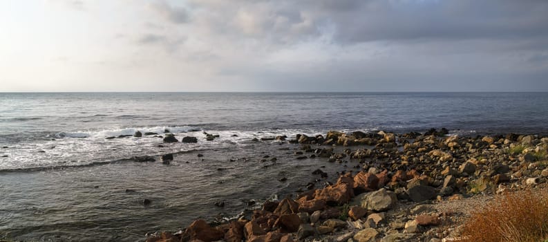 Beautiful panoramic seascape. Panoramic shot.