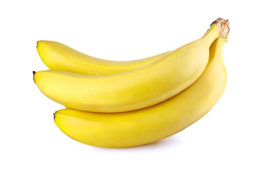 Bunch of ripe bananas on white background.