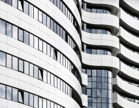 Abstract fragment of modern architecture. Common modern business industrial architecture. Modern office building.